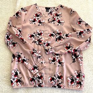 ANN TAYLOR blush floral long sleeve blouse